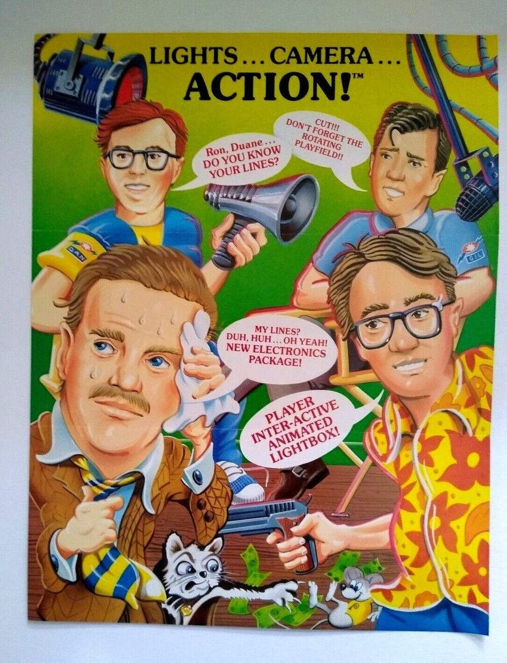 Lights Camera Action Pinball Flyer Original Vintage 1989 Art 8.5" x 11" Retro